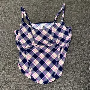 Victoria’s Secret PINK The‎ Cinched Micro Corset Top Womens M Navy Pink Plaid